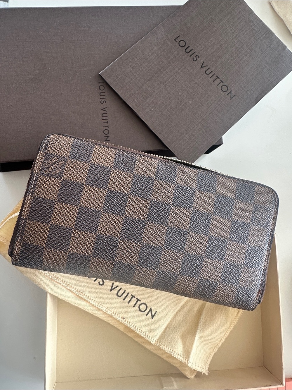 Louis Vuitton Damier Zippered Continental Wallet in Brown Checkerboard